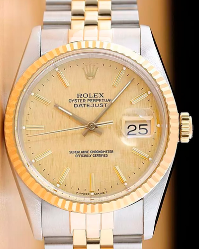 Rolex Datejust 36MM Linen Champagne Dial Two-Tone Jubilee Bracelet (16013)