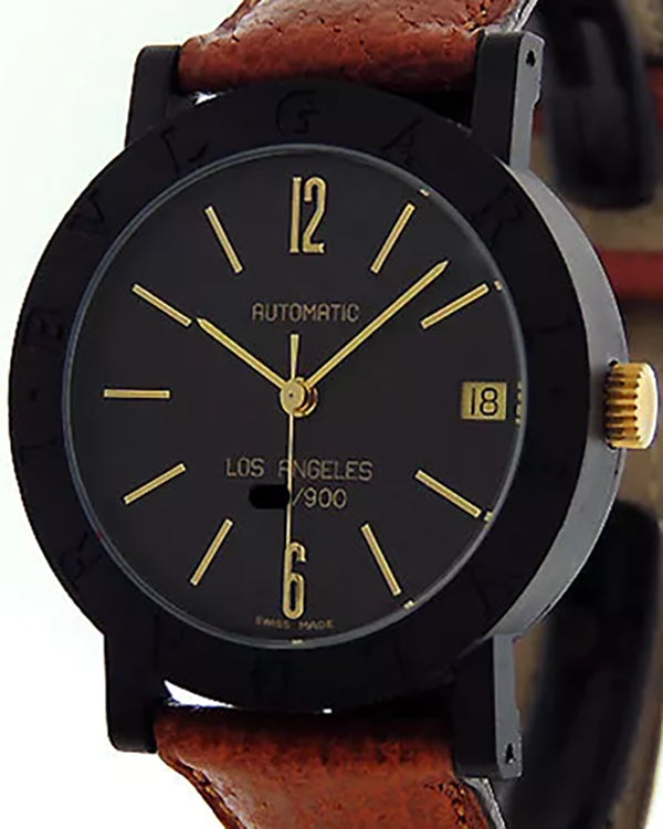 Bvlgari Carbon Gold Los Angeles 33MM Black Dial Leather Strap (BB33VLP/LA)