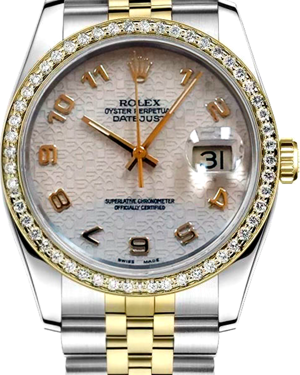 Rolex Datejust 36MM Aftermarket Cream "Jubilee Motift" Dial Two-Tone Jubilee Bracelet (16013)