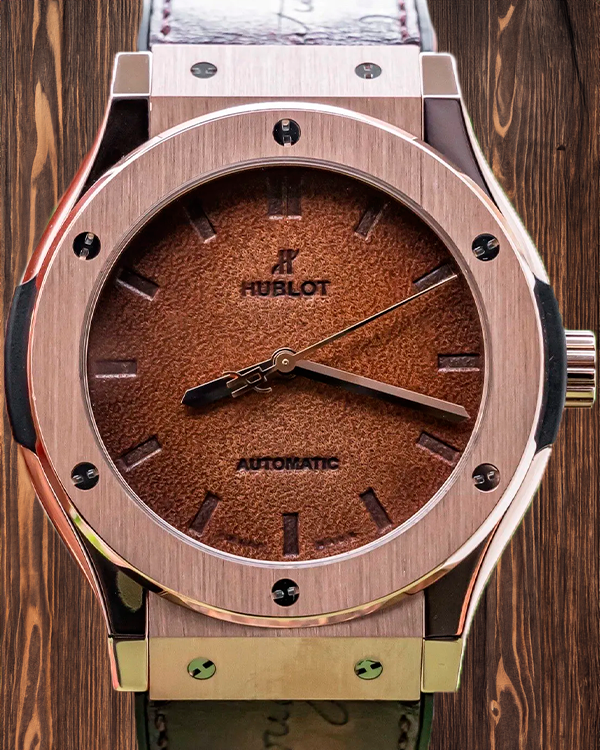 Hublot Classic Fusion "Berluti Scritto" L.E. 45MM Brown Dial Rubber/Leather Strap  (511.OX.0500.VR.BER16)