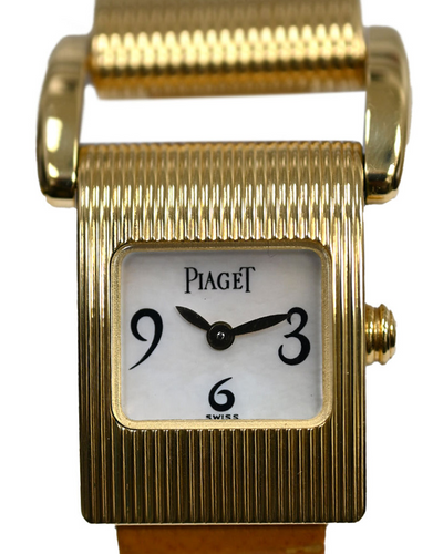 Piaget Miss Protocole 17MM Quartz Mother of Pearl White Gold Leather Strap (5221)