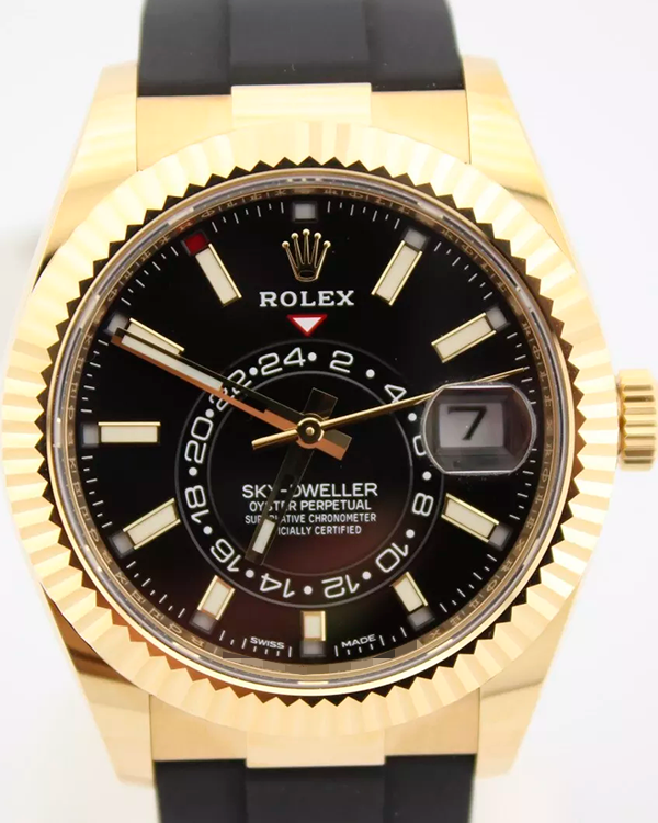 Rolex Sky-Dweller 42MM Black Dial Oysterflex Strap (326238)