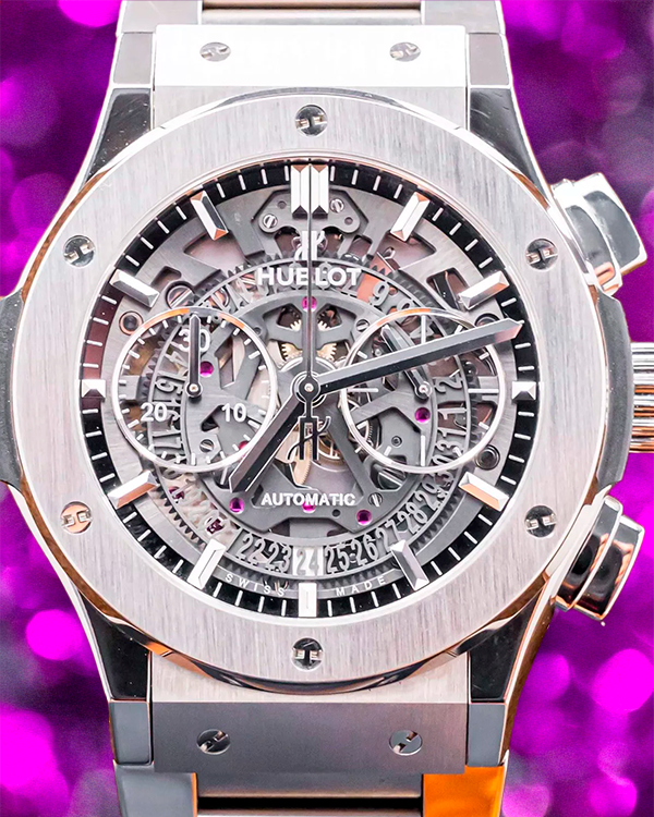 2014 Hublot Classic Fusion Aerofusion Chronograph 45MM Skeleton Dial Titanium Bracelet (525.NX.0170.NX)