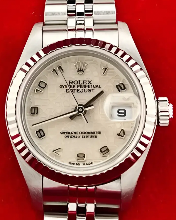 2002 (K Serial) Rolex Lady-Datejust 26MM Silver "Jubilee Motif" Dial Jubilee Bracelet (79174)