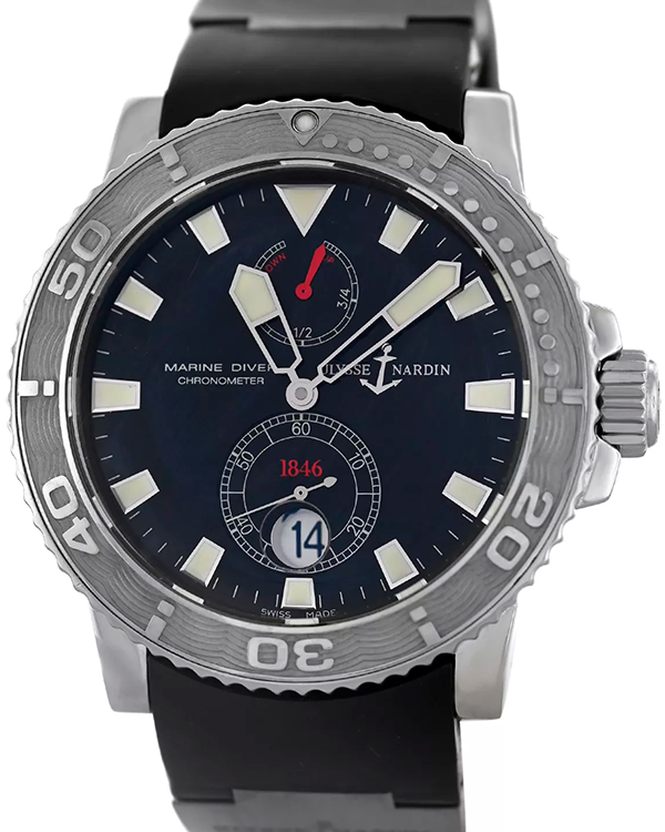 2011 Ulysse Nardin Maxi Marine Diver 43MM Black Dial Rubber Strap (263-33)