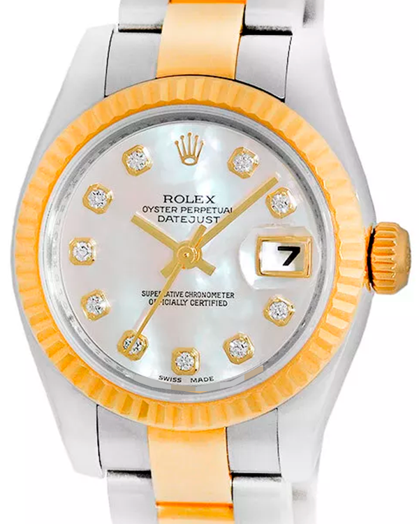 Rolex Lady-Datejust 26MM White Mother of Pearl Dial Two-Tone Oyster Bracelet (179173)