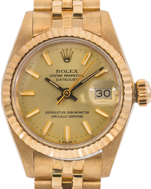 Rolex Lady Datejust 26MM Champagne Dial Yellow Gold Jubilee Bracelet (6917)