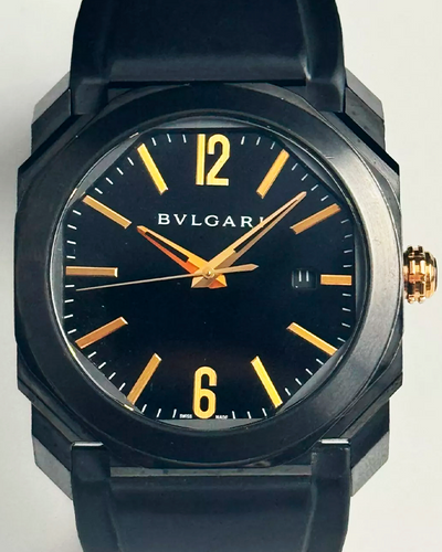 Bvlgari Octo Nero 41MM Black Dial Rubber Strap (BGO41S)