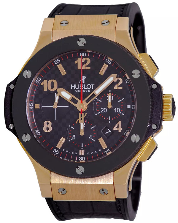 Hublot Big Bang Chronograph 44MM Black Carbon Fiber Dial Rubber Strap (301.PX.131.RX)