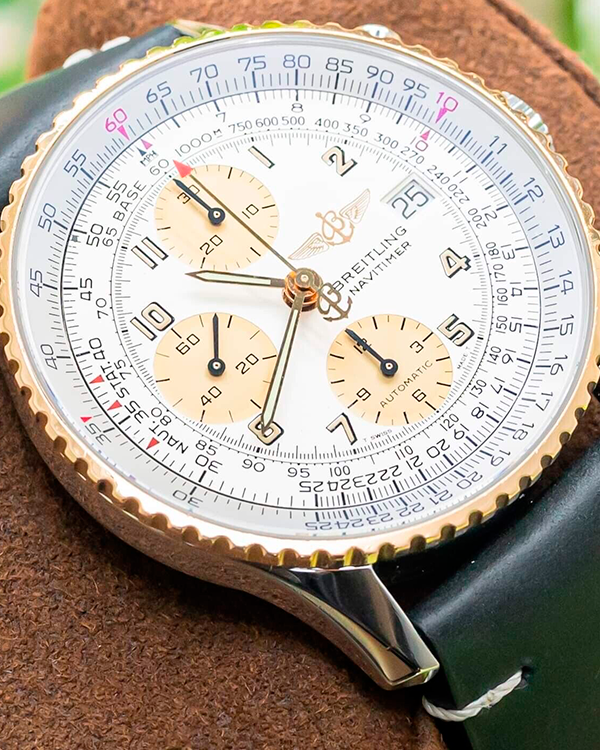 Breitling Old Navitimer II 41.5MM Silver Dial Leather Strap (D13022 ...