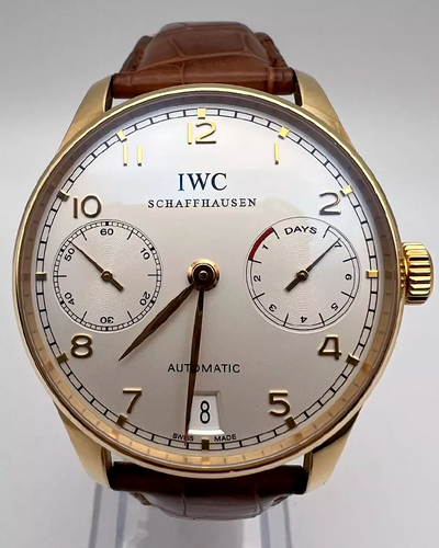 2007 IWC Schaffhausen Portugieser 7-Day 42MM Silver Dial Leather Strap (IW500101)