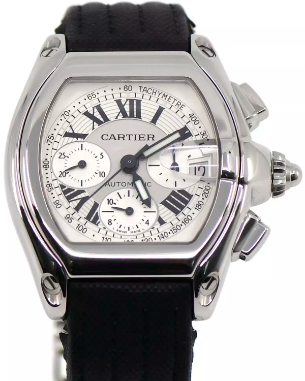 Cartier Roadster 43MM Silver Dial Leather Strap (W62006X6)