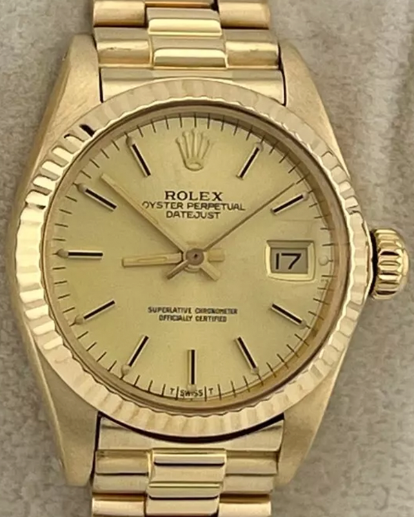 Rolex Lady-Datejust 26MM Champagne Dial Yellow Gold President Bracelet (6917)