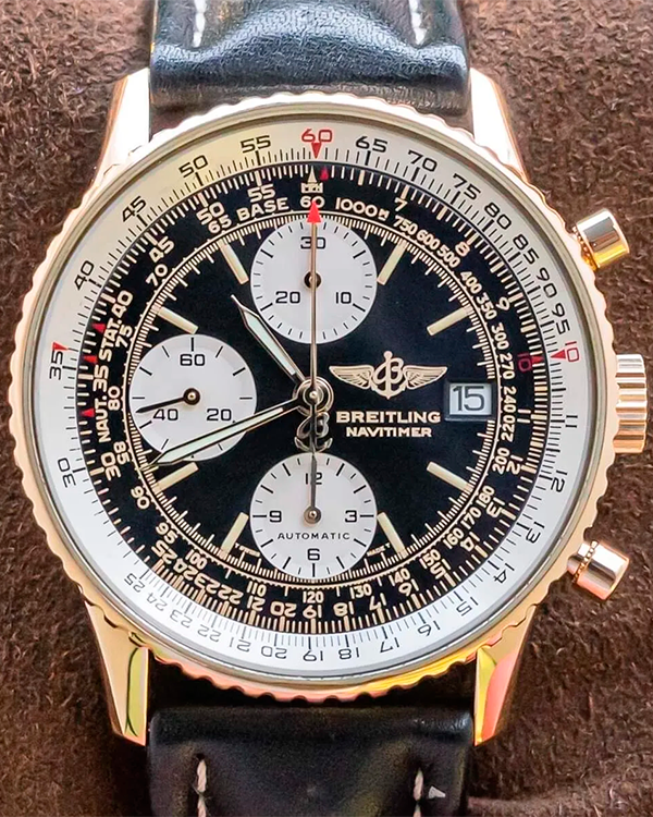 Breitling Old Navitimer 41.5M Black Dial Leather Strap (K13019)