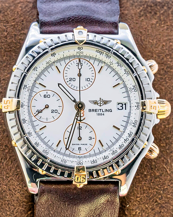 Breitling Chronomat 40.5MM White Dial Leather Strap (B13048)