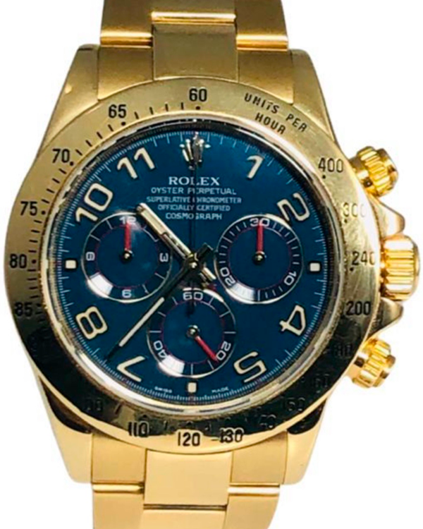 Rolex Cosmograph Daytona 40MM Blue Dial Yellow Gold Bracelet (116528)