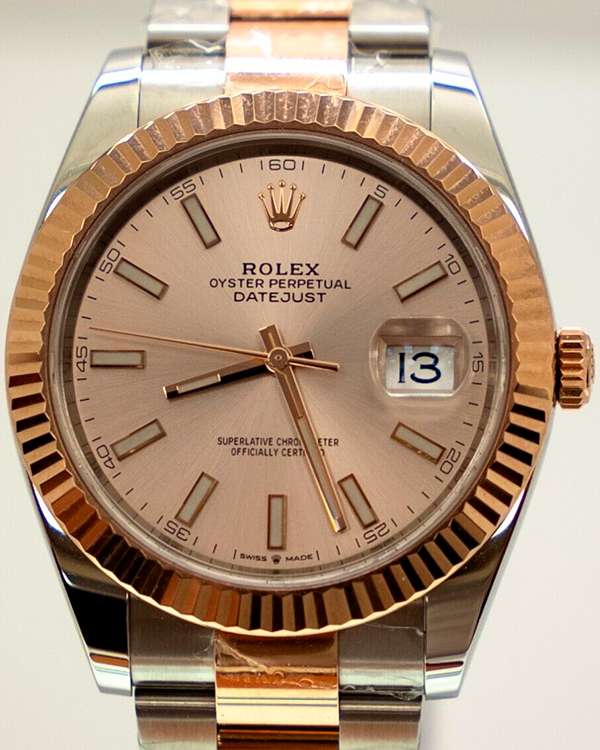 Rolex Datejust 41MM Rose Sundust Dial Two-Tone Oyster Bracelet (126331)