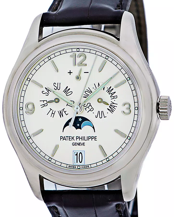 Patek Philippe Annual Calendar Moonphase 39MM Cream Dial Leather Strap (5146G-001)