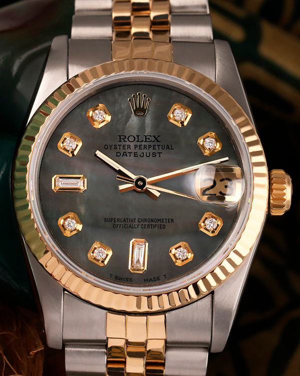 Rolex Datejust 31MM Aftermarket Black Mother Of Pearl Dial Two-Tone Jubilee Bracelet (68273)