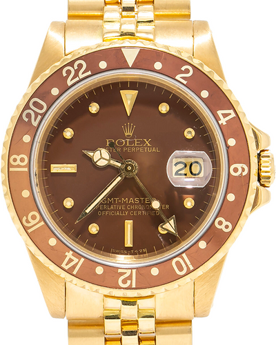 Rolex GMT-Master Vintage 40MM Brown Dial Yellow Gold Jubilee Bracelet (16758)