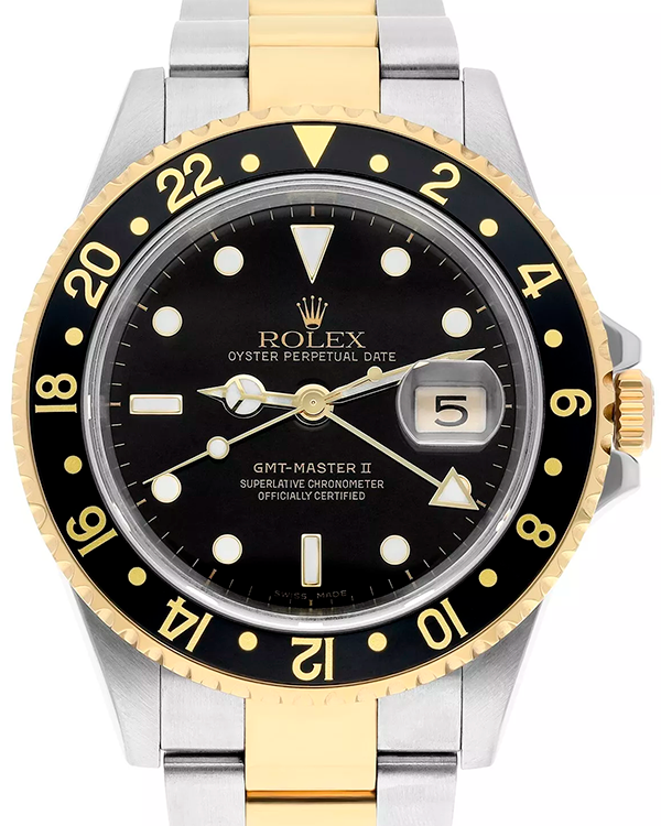 Rolex GMT-Master ll 40MM Black Dial Two-Tone Oyster Bracelet (16713)