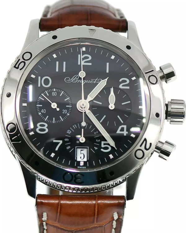 Breguet Type XX 39MM Black Dial Leather Strap (3820ST/H2/9W6)