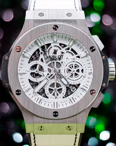 Hublot Big Bang Aero Bang Garmisch L.E. 44MM Skeleton Dial Leather/Rubber Strap  (311.SX.2010.GR.GAP10)