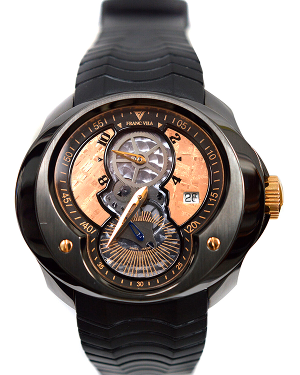 Franc Vila Complication Column Regulator 46MM Gold-Skeleton Dial Rubber Strap (FVA15)