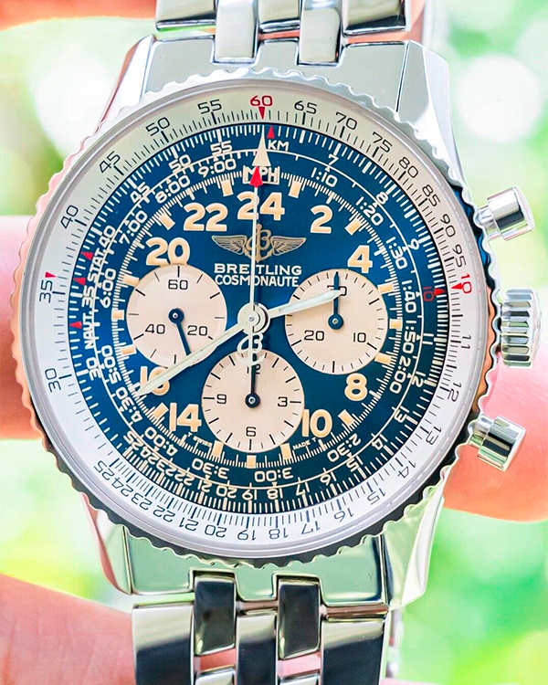 1995 Breitling Navitimer Cosmonaute "24hrs Display" 41MM Blue Dial Steel Bracelet (A12023)