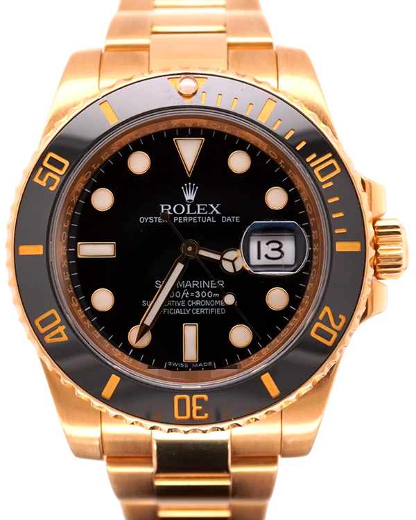 2011 Rolex Submariner Date 40MM Black Dial Yellow Gold Oyster Bracelet (116618LN)