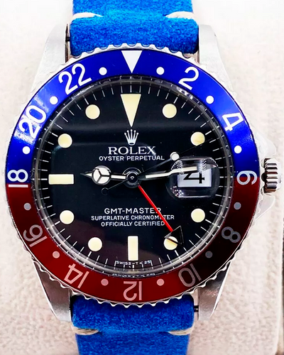 Rolex GMT-Master "Pepsi" 40MM Black Dial Aftermarket Textile Strap (1675)