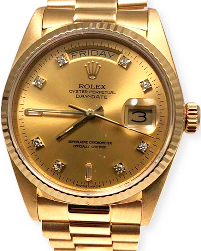 Rolex Day-Date 36MM Champagne Dial Yellow Gold President Bracelet (18038)