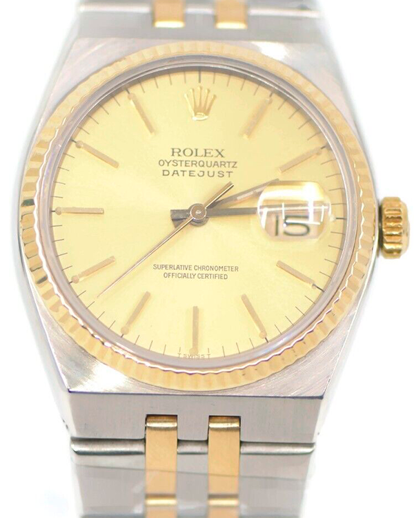 1985 Rolex Datejust Oysterquartz Vintage 36MM Quartz Champagne Dial Two-Tone Bracelet (17013)