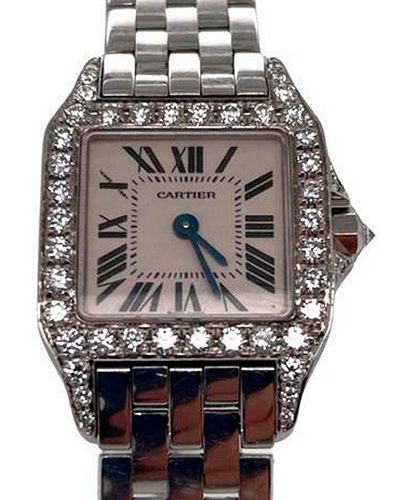 Cartier Santos Demoiselle De Cartier 20MM Quartz White Dial Steel Bracelet (2698)