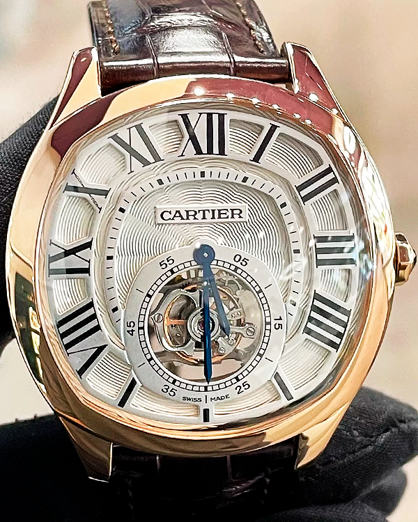 2019 Cartier Drive de Cartier Flying Tourbillon 40MM Silver Dial Leather Strap (W4100013)