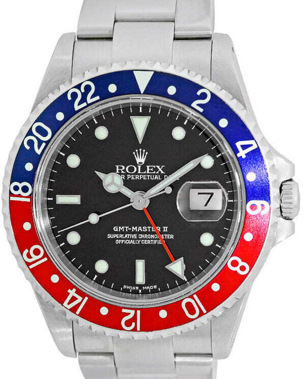 2001 (P Serial) Rolex GMT Master II  40MM "Pepsi" Black Dial Steel Bracelet (16710)