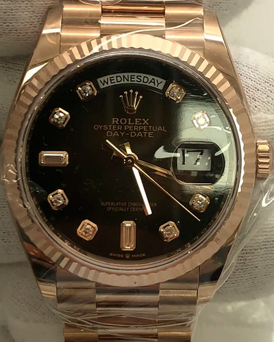 Rolex Day-Date 36MM Chocolate Dial Rose Gold President Bracelet (128235)