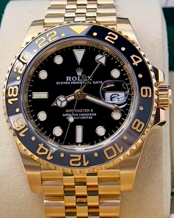 2023 Rolex GMT-Master II 40MM Black Dial Yellow Gold Jubilee Bracelet (126718GRNR)