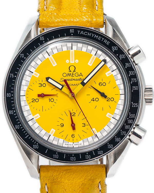 Omega Speedmaster Racing "Michael Schumacher" 39MM Yellow Dial Leather Strap (3510.12.00)