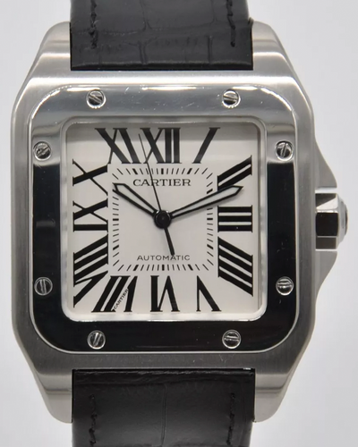 Cartier Santos de Cartier 100 38x41.3MM White Dial Leather Strap (W20073X8)