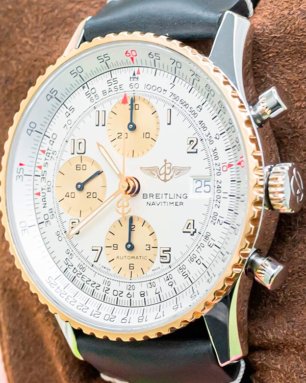 Breitling Old Navitimer II 41.5MM Silver Dial Leather Strap (D13022 ...