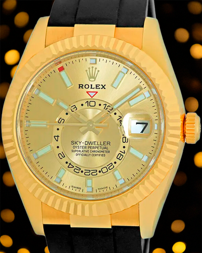 2021 Rolex Sky-Dweller 42MM Champagne Dial Oysterflex Strap (326238)