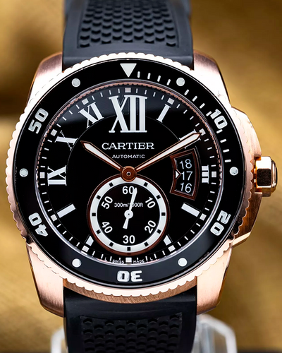 2017 Cartier Calibre de Cartier 42MM Black Dial Rubber Strap (W7100052)