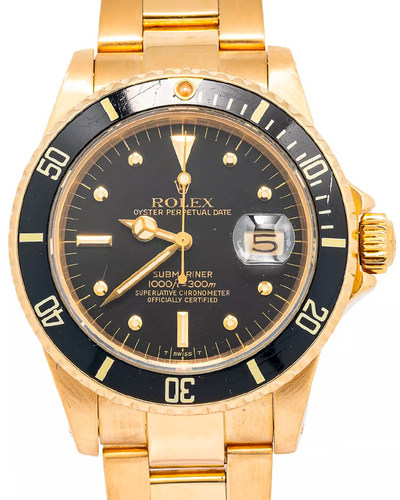 Rolex Submariner Date 40MM Black Dial Yellow Gold Oyster Bracelet (16808)