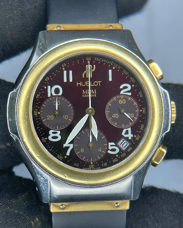 Hublot MDM Chronograph 40MM Burgundy Dial Rubber Strap (1810.2)