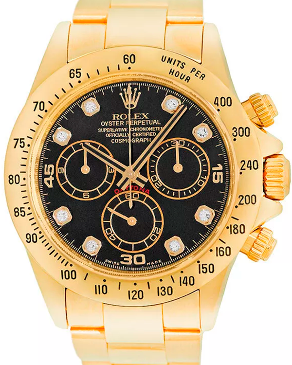 (F Serial) Rolex Cosmograph Daytona 40MM Black Dial Yellow Gold Bracelet (116528)