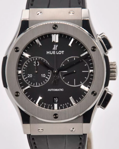 Hublot Classic Fusion Chronograph 45MM Black Dial Leather/Rubber Strap (521.NX.1171.LR)