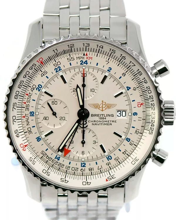 2015 Breitling Navitimer World 46MM White Dial Steel Bracelet (A24322)