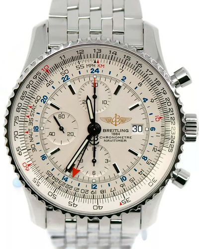 2015 Breitling Navitimer World 46MM White Dial Steel Bracelet (A24322)