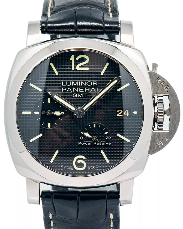 Panerai Luminor 1950 3 Days GMT 42MM Black Dial Leather Strap (PAM00537)